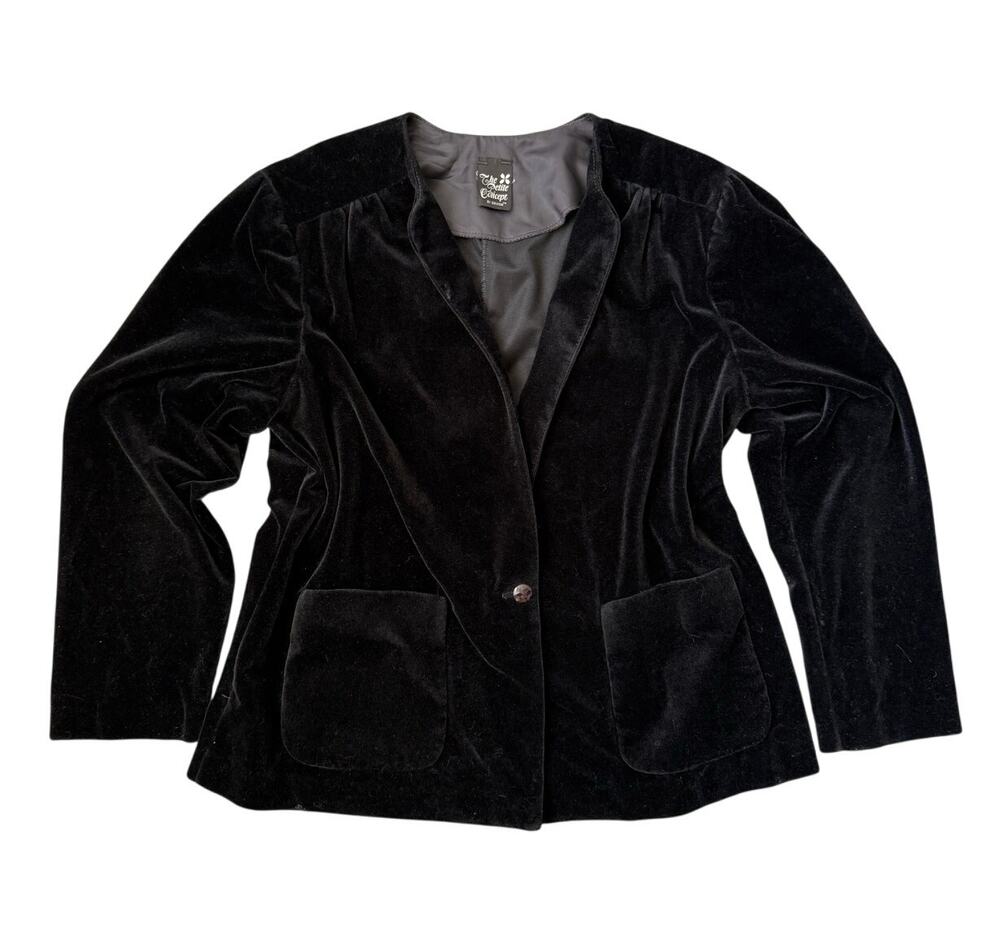 Vintage Black Velvet Jacket Preppy Goth Witchy Whimsigoth Retro Punk Blazer  M/L